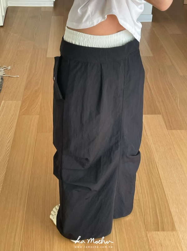 前開衩雙層腰頭西裝長裙